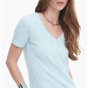 ATM Slub Jersey V-Neck Tee • Aqua Teal Pastel • XS • Luxe Basic